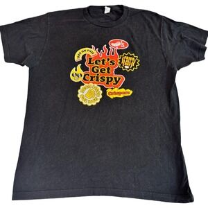 Chilis Employee Lets Get Crispy Black Graphic T-Shirt Size Large